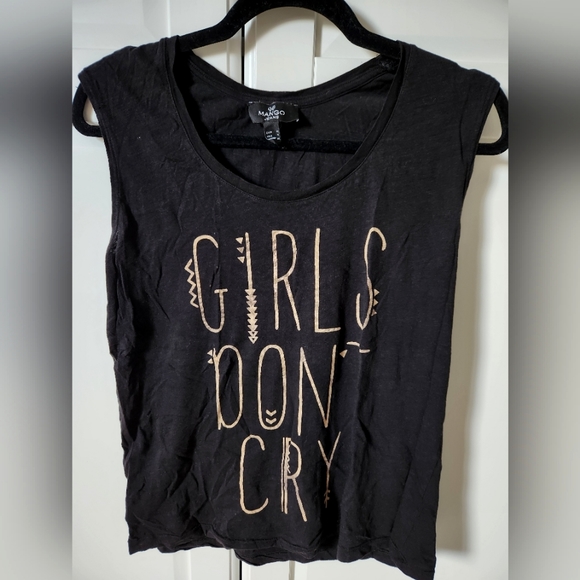 MANGO Black Graphic Tshirt Girls don't cry, Size S - Picture 1 of 3